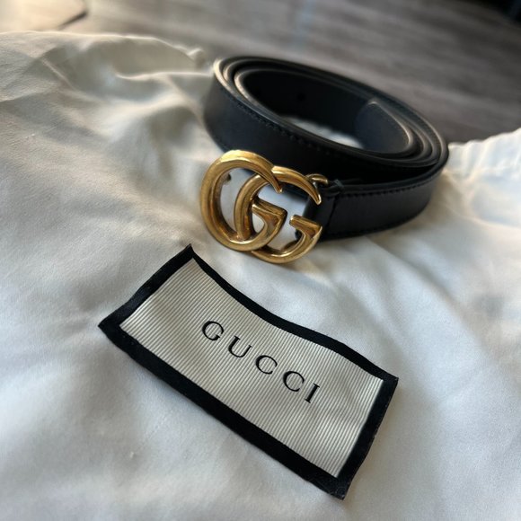 Original GUCCI - Leather belt with Double G buckle - Picture 1 of 4